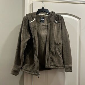 The North Face Brown Hooded Fleece Zip-Up Jacket- Size Medium